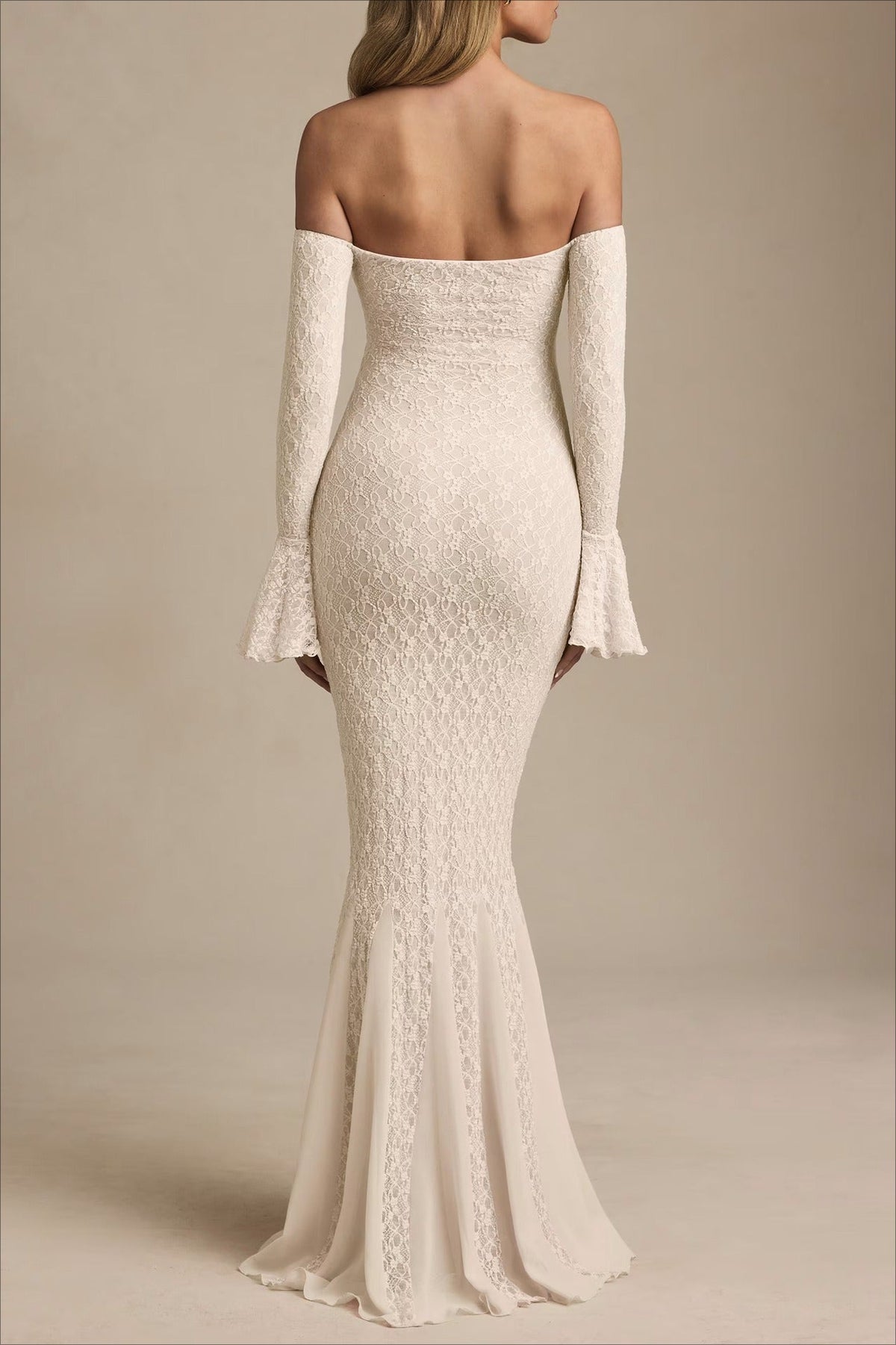 Sequin Off Shoulder Long Sleeve Mermaid Maxi Dress - View 11