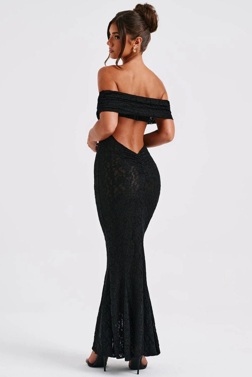 Floral Lace Backless Lace Dress - View 11