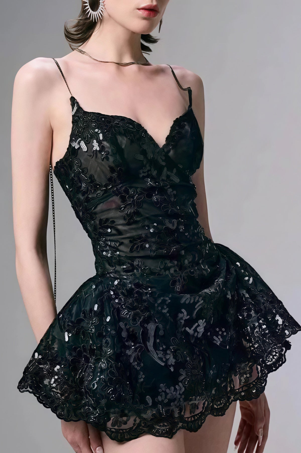 Lace Spaghetti Strap Mini Dress
