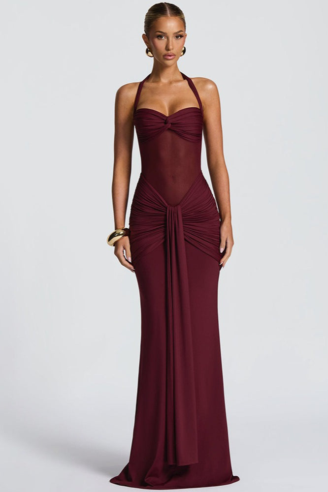 Mesh Panel Sash Maxi Dress - View 6