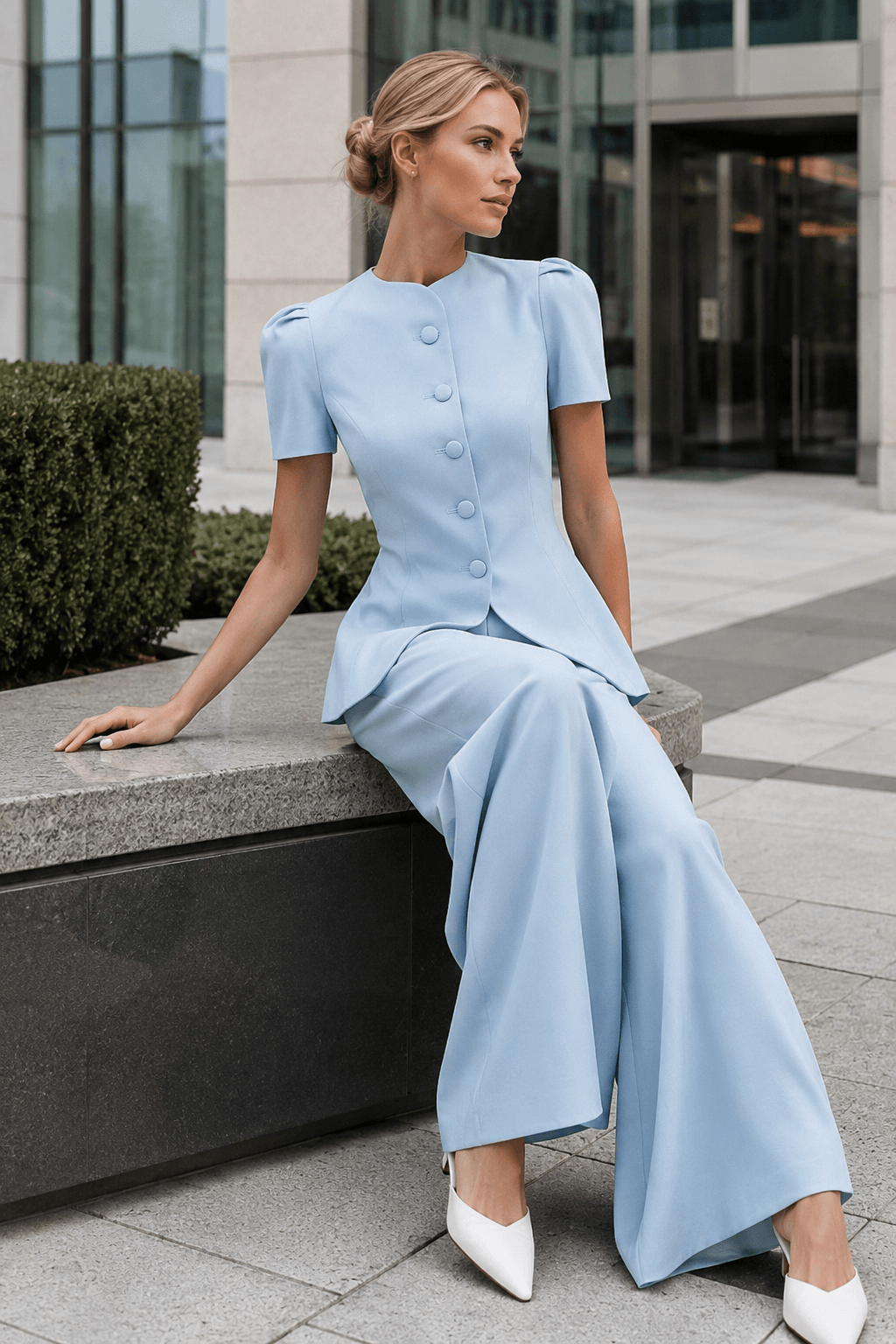 Jacket High Waist Two Piece Work Set