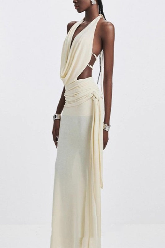 High-Waist Halter-Neck Dress
