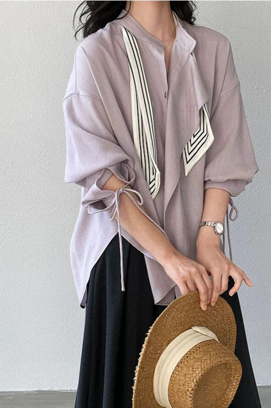 Romantic Retro Relaxed Long Sleeve Top