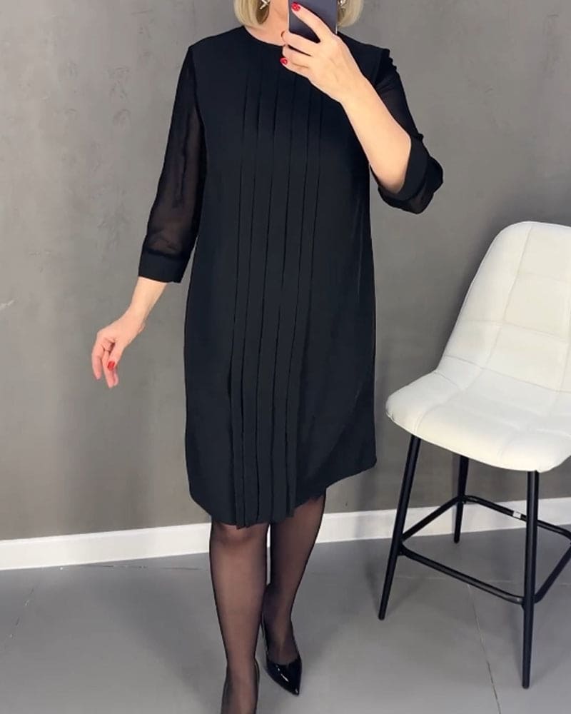 V-Neck 3/4 Sleeve Ruched Midi Dress - View 6