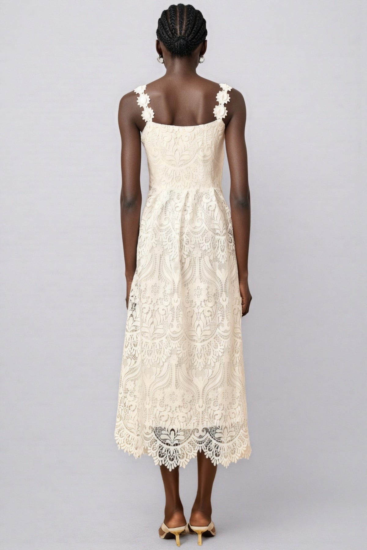 Harlin White Floral Lace Maxi Dress - View 6