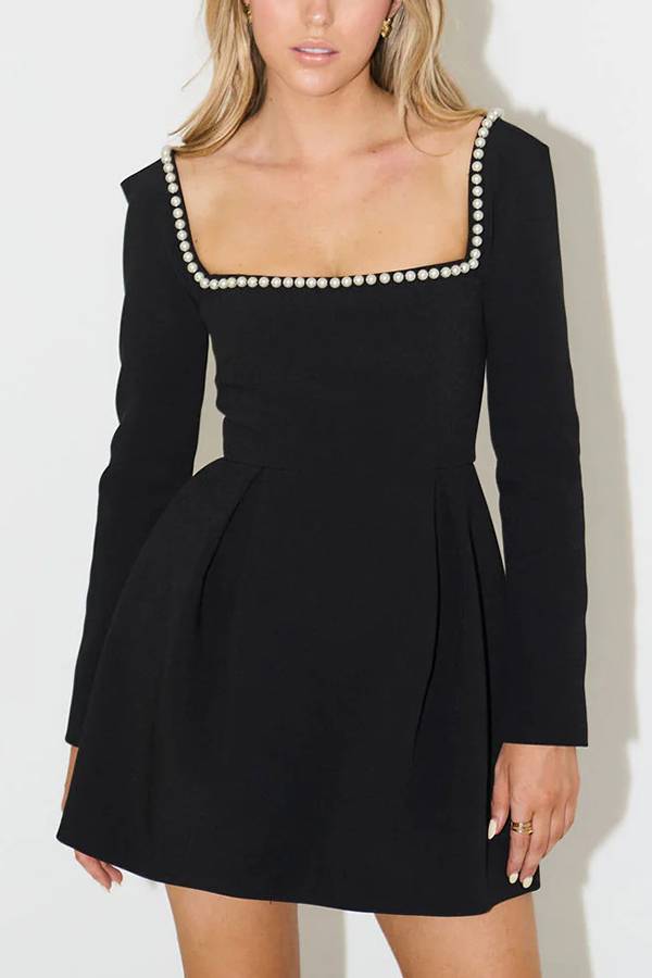 Lena Beaded Long Sleeve Mini Dress