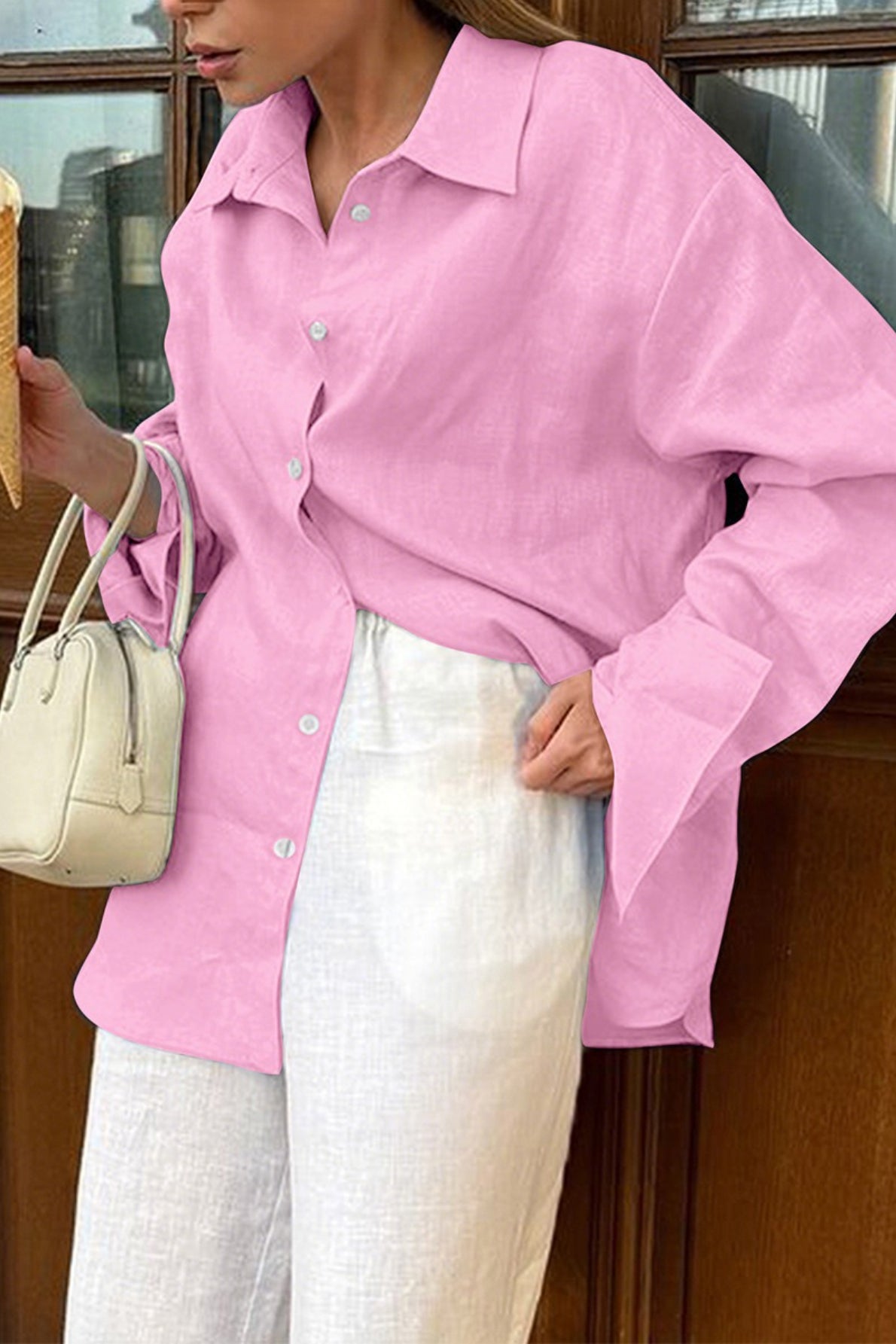 Button Down Long Sleeve Top