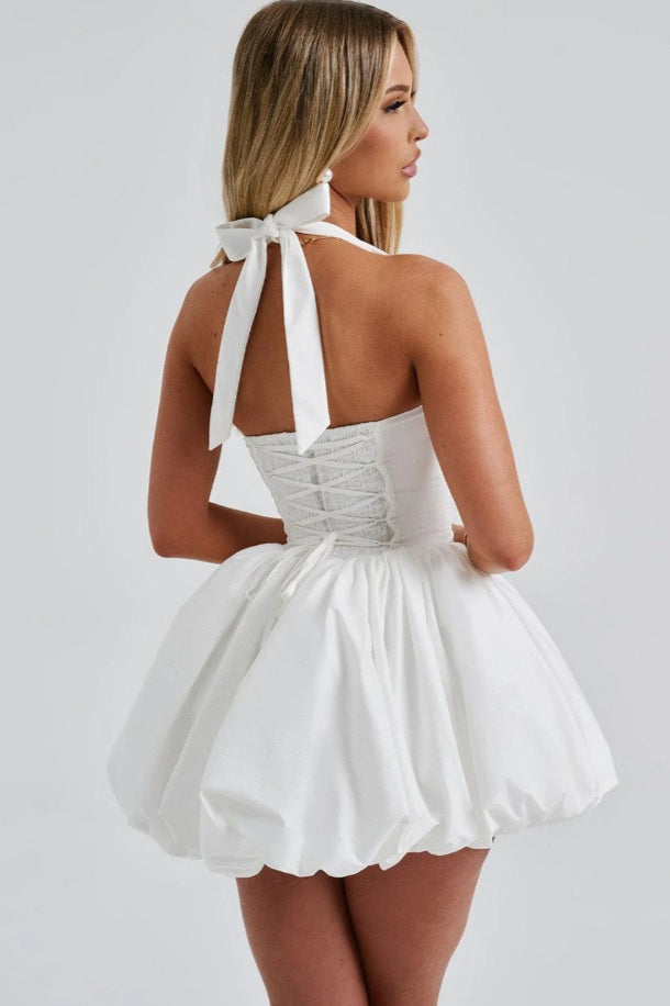 Halter Neck Backless Corset Bubble Hem Mini Dress - View 6