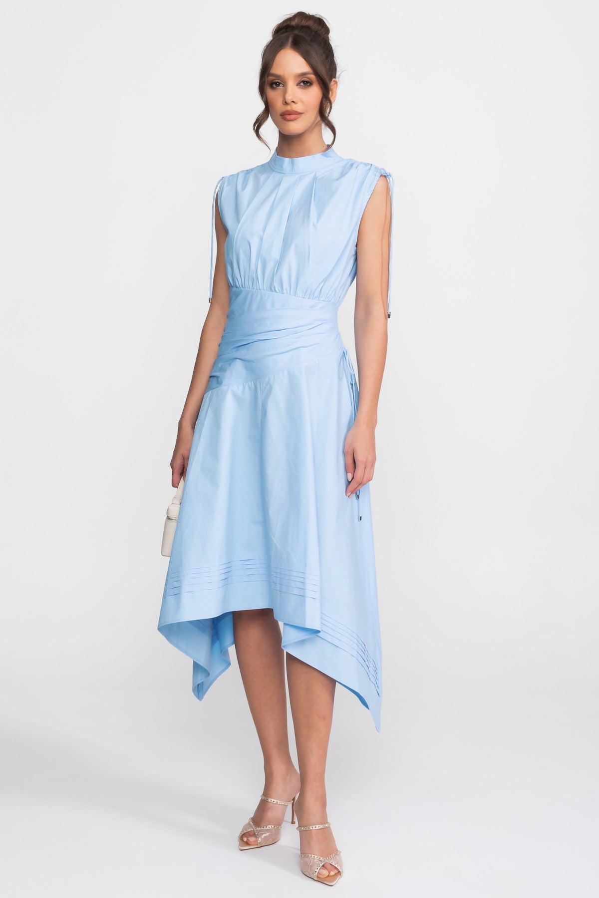 Sleeveless Asymmetric Midi Dress - Light Blue - View 5