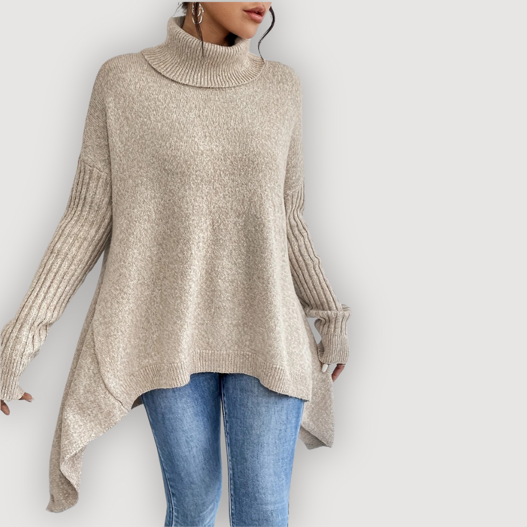 Turtleneck Long Sleeve High Low Oversized Sweater 8