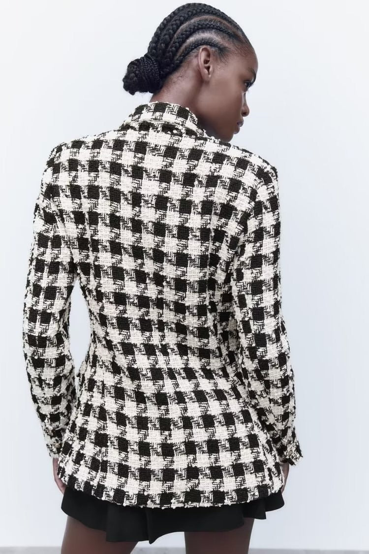Textured Houndstooth Blazer