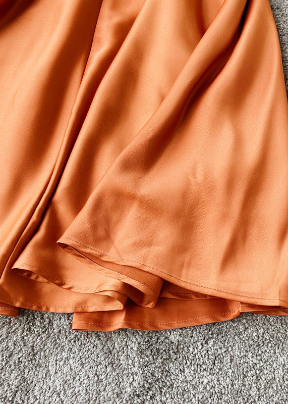 Satin Wrap Surplice V-Neck Spaghetti Strap Maxi Dress - View 5
