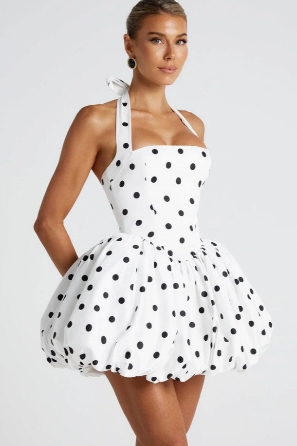 Halter Neck Backless Corset Bubble Hem Mini Dress - View 8