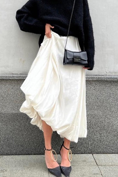 High Waist Balloon Voluminous Solid Skirt