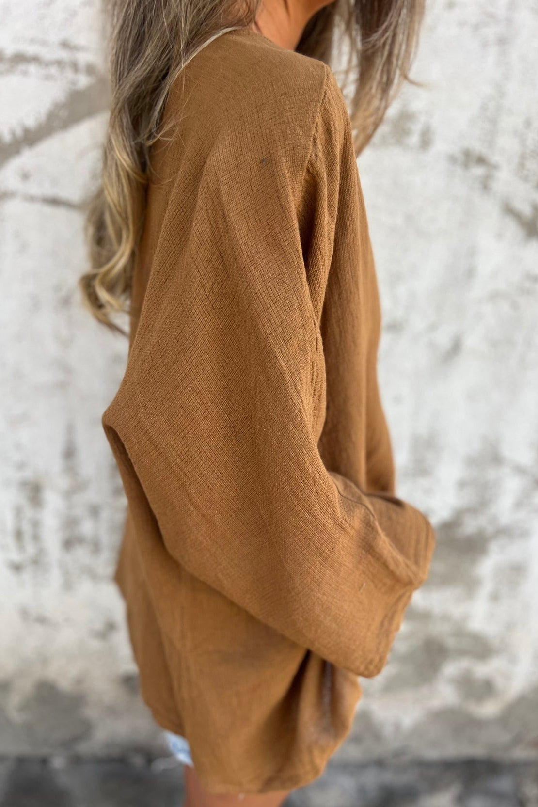 Loose Fit V Neck Long Sleeve Cardigan