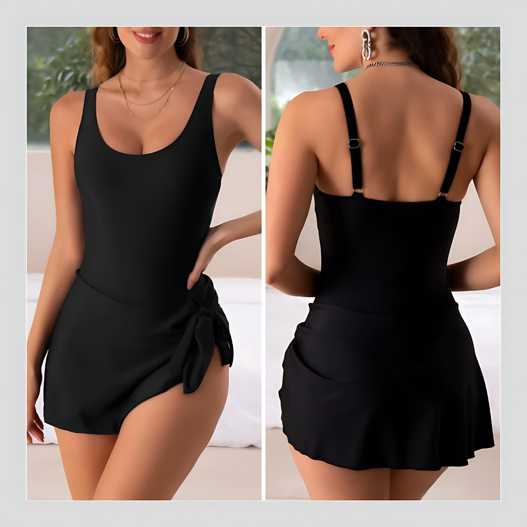 Floral Print Scoop Neck One Piece Swim Dress 6