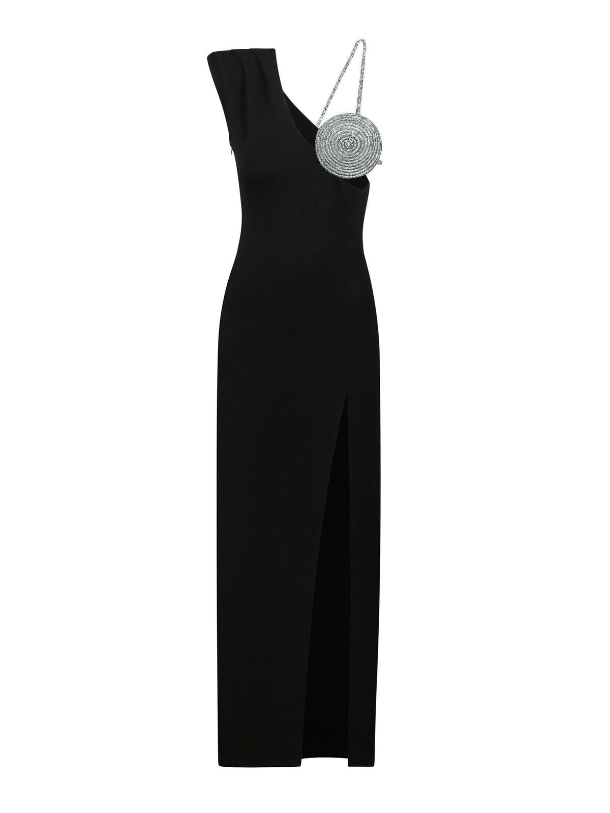 One Shoulder Rhinestone Embellished Bandage High Split Maxi Gown - View 6