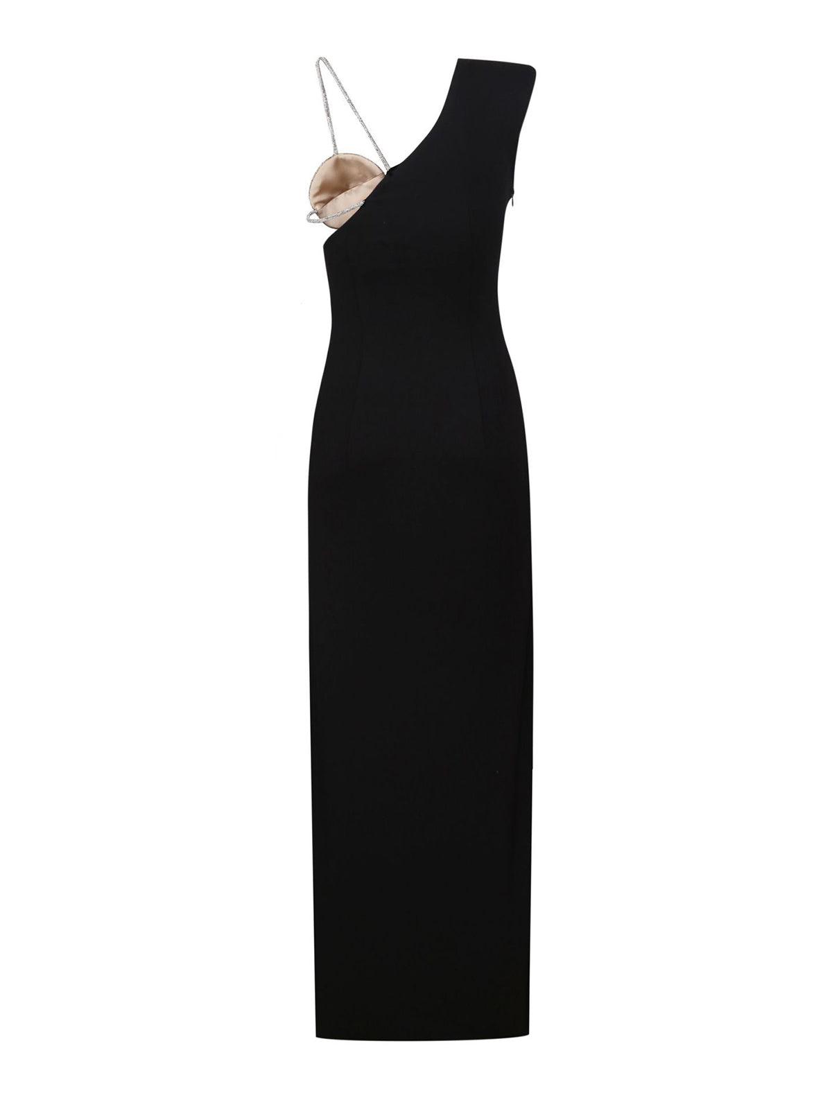 One Shoulder Rhinestone Embellished Bandage High Split Maxi Gown - View 7