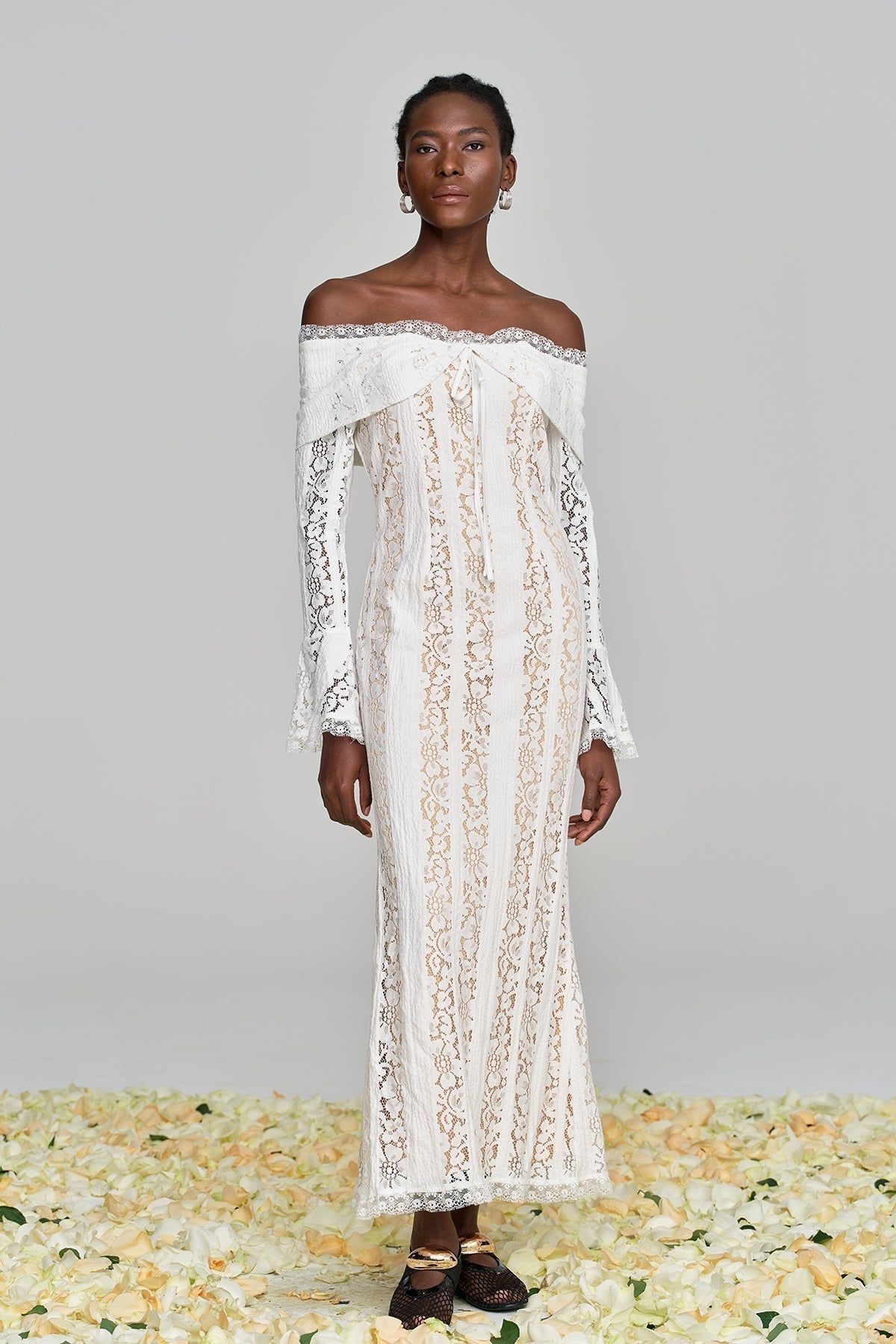 Alladitta Lace Off Shoulder Cutout Maxi Dress - View 6