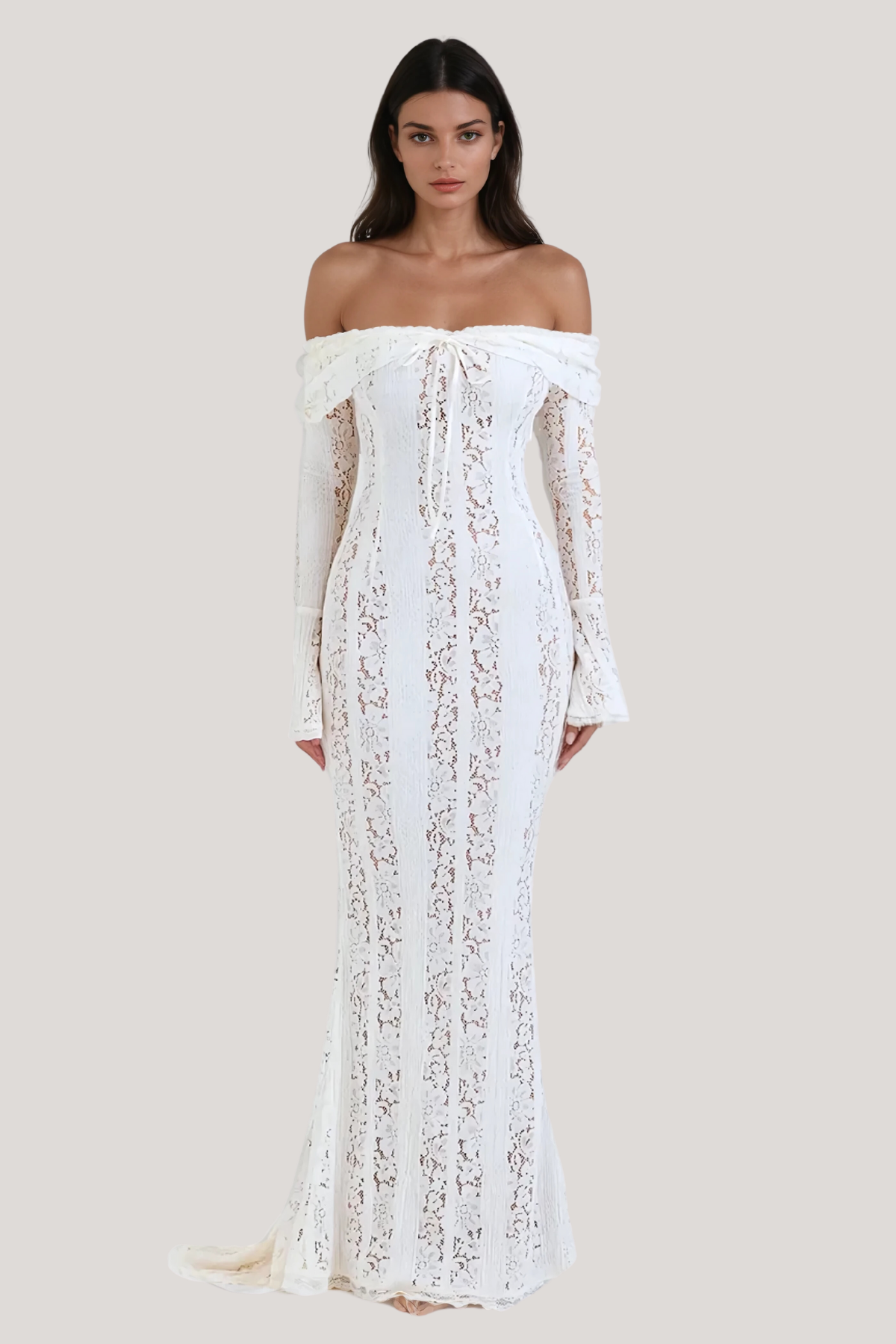 Alladitta Lace Off Shoulder Cutout Maxi Dress - View 2