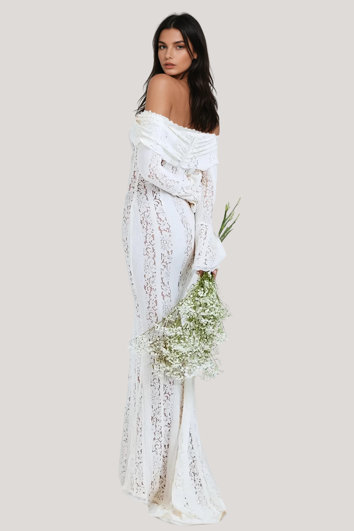 Alladitta Lace Off Shoulder Cutout Maxi Dress - View 4