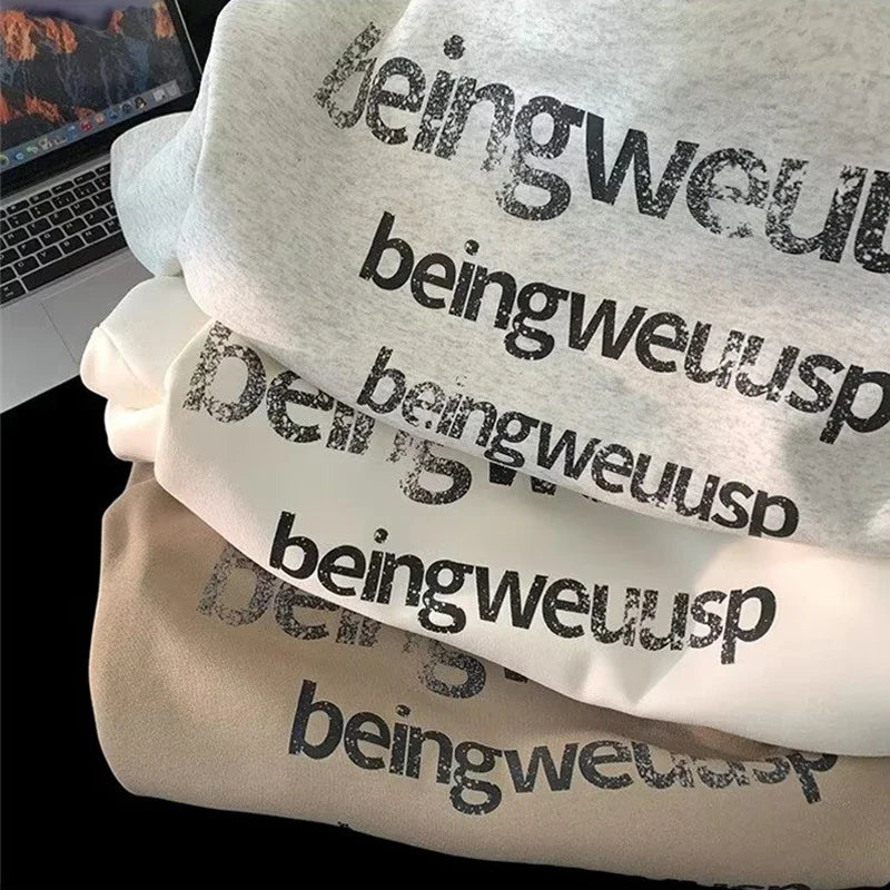 Retro Harajuku Letter Design Oversized Hoodie