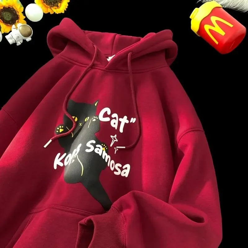 Anime Kawaii Cat Graphic Retro Hoodie