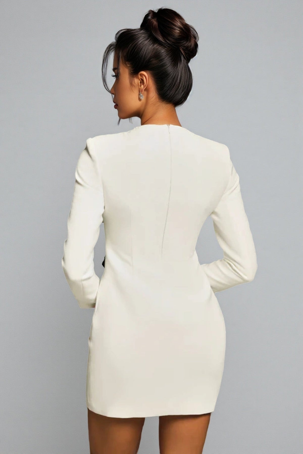 Beaded Floral Long Sleeve Bodycon Mini Dress - View 6