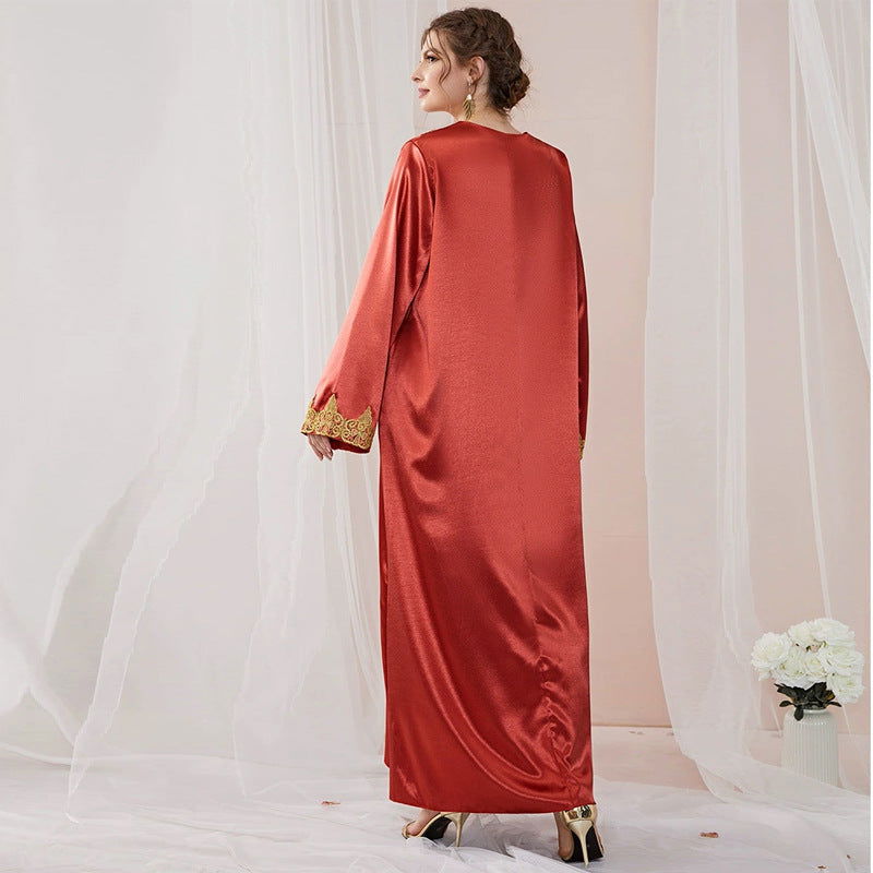 Lace Embroidered V-Neck Kaftan Maxi Gown - View 4