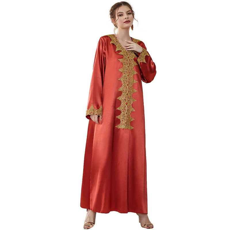 Lace Embroidered V-Neck Kaftan Maxi Gown - View 5
