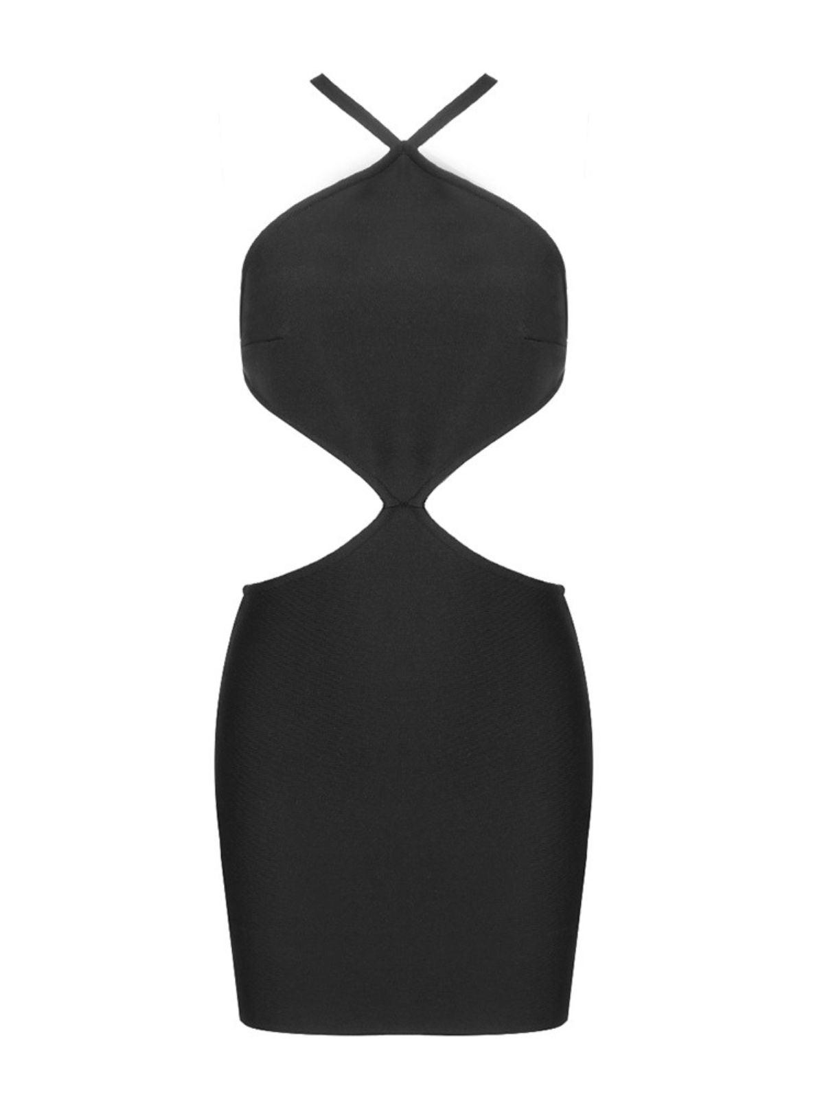 Bandage Pearl Flower Accent Criss Cross Strap Backless Mini Dress - View 6