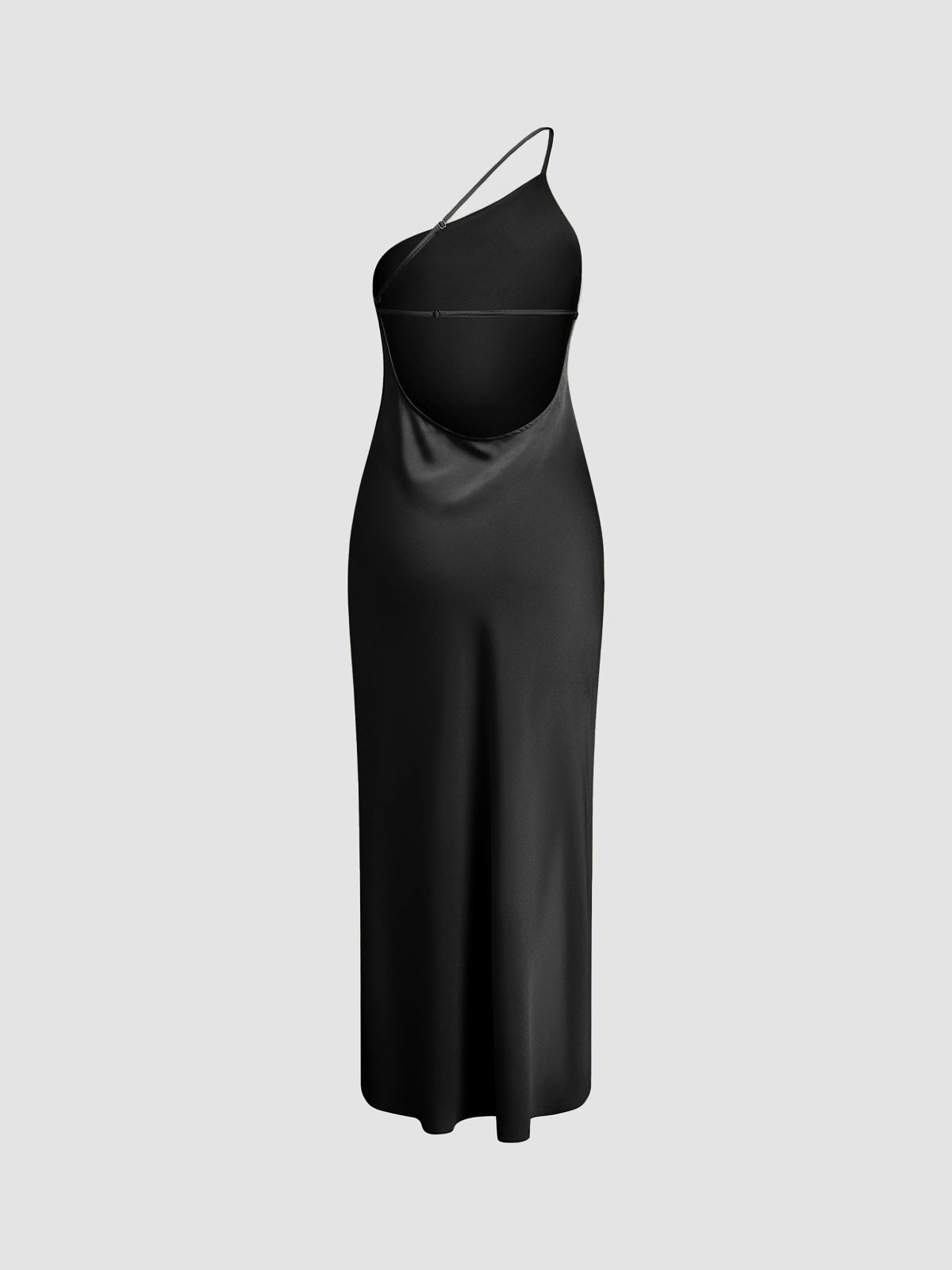 Satin Spaghetti Strap Cross Back Open Back Slip Maxi Dress - View 7