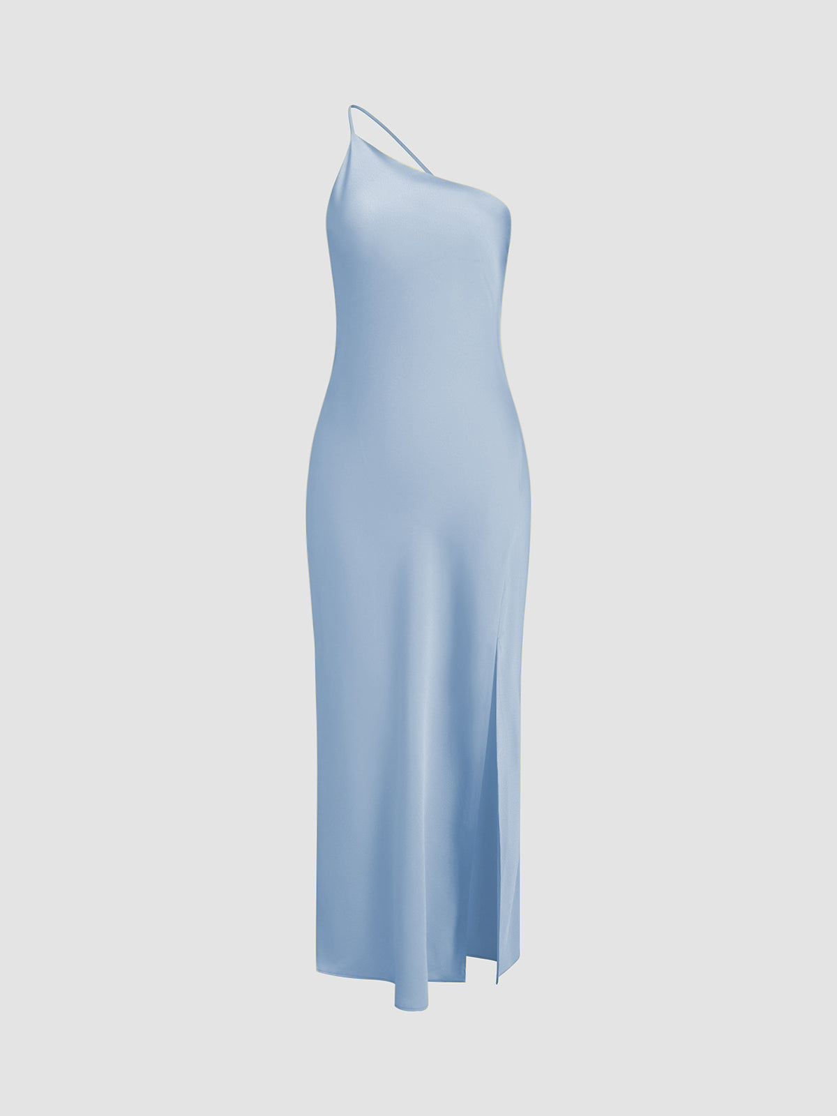 Satin Spaghetti Strap Cross Back Open Back Slip Maxi Dress - View 12