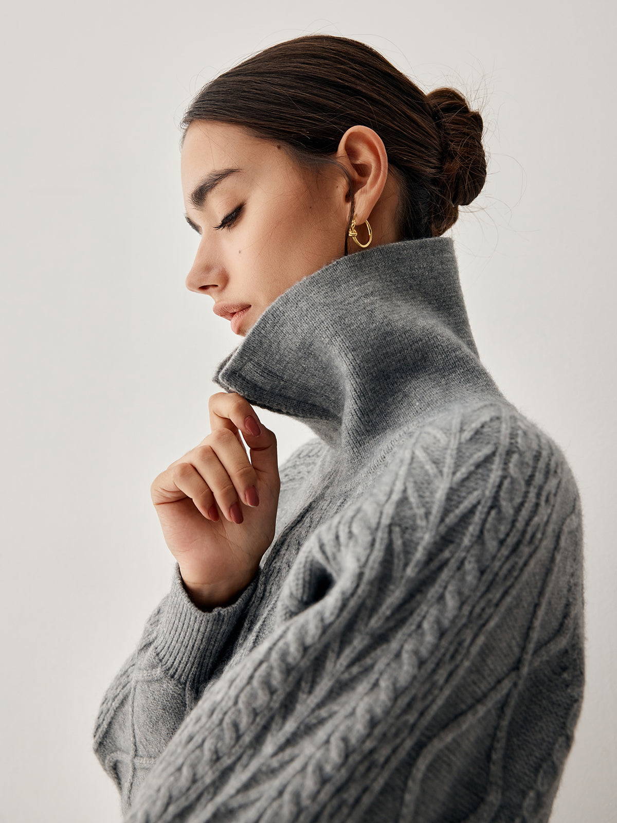 Cable Knit Open Collar Modern Cardigan WIth Matching Skirt