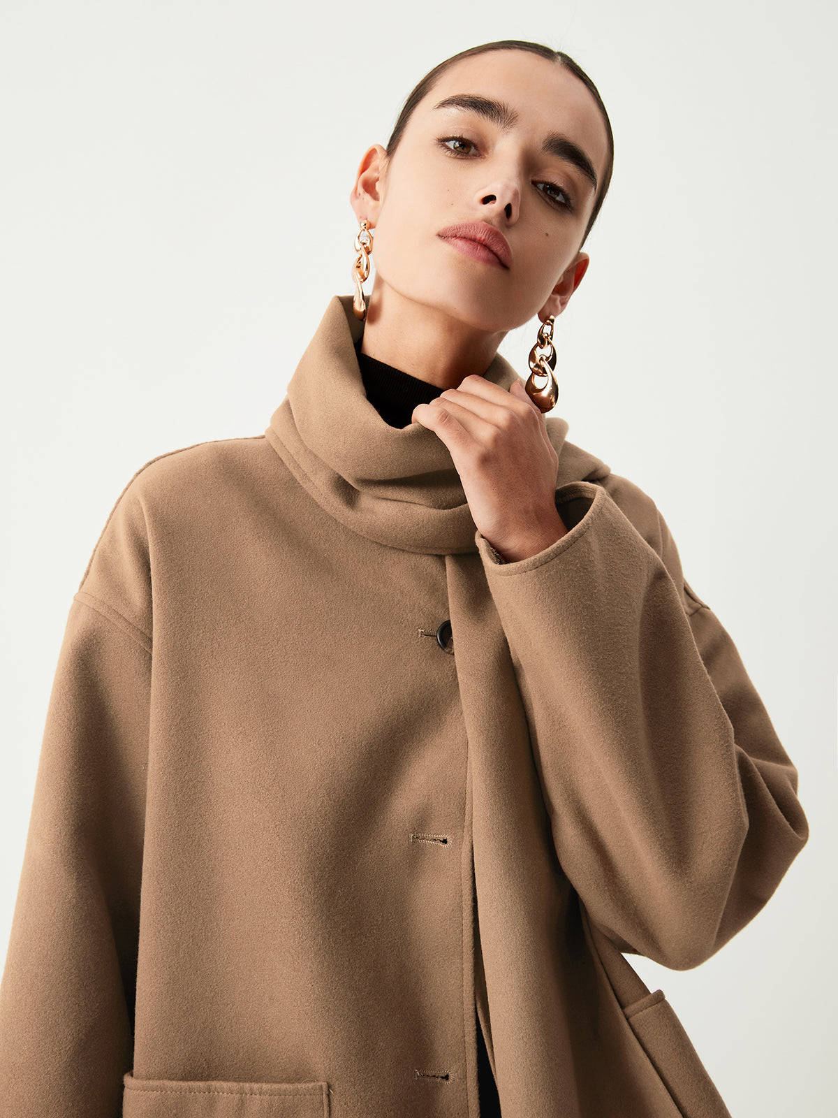 Double Pockets Cotton Blend Modern Jacket With Matching