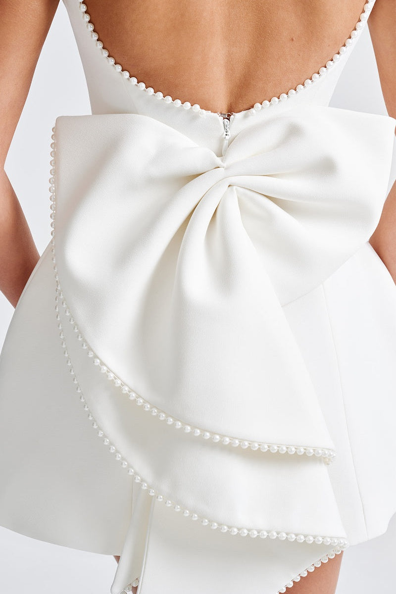 Cecila Bowknot Pearl Backless Mini Dress - View 3