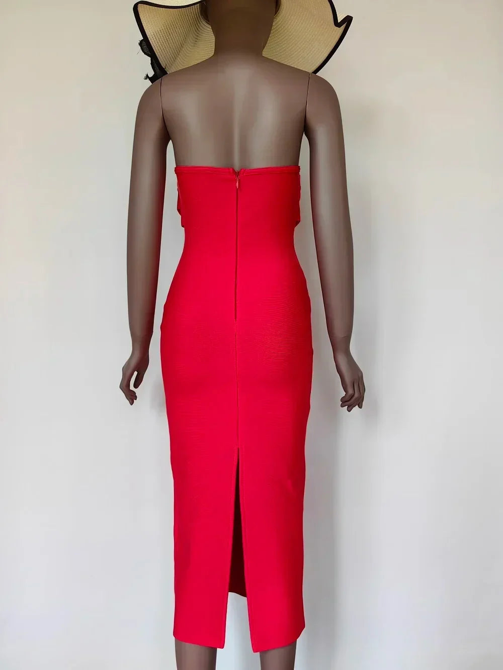 Strapless Sweetheart Twist Front Corset Bodycon Midi Dress 4