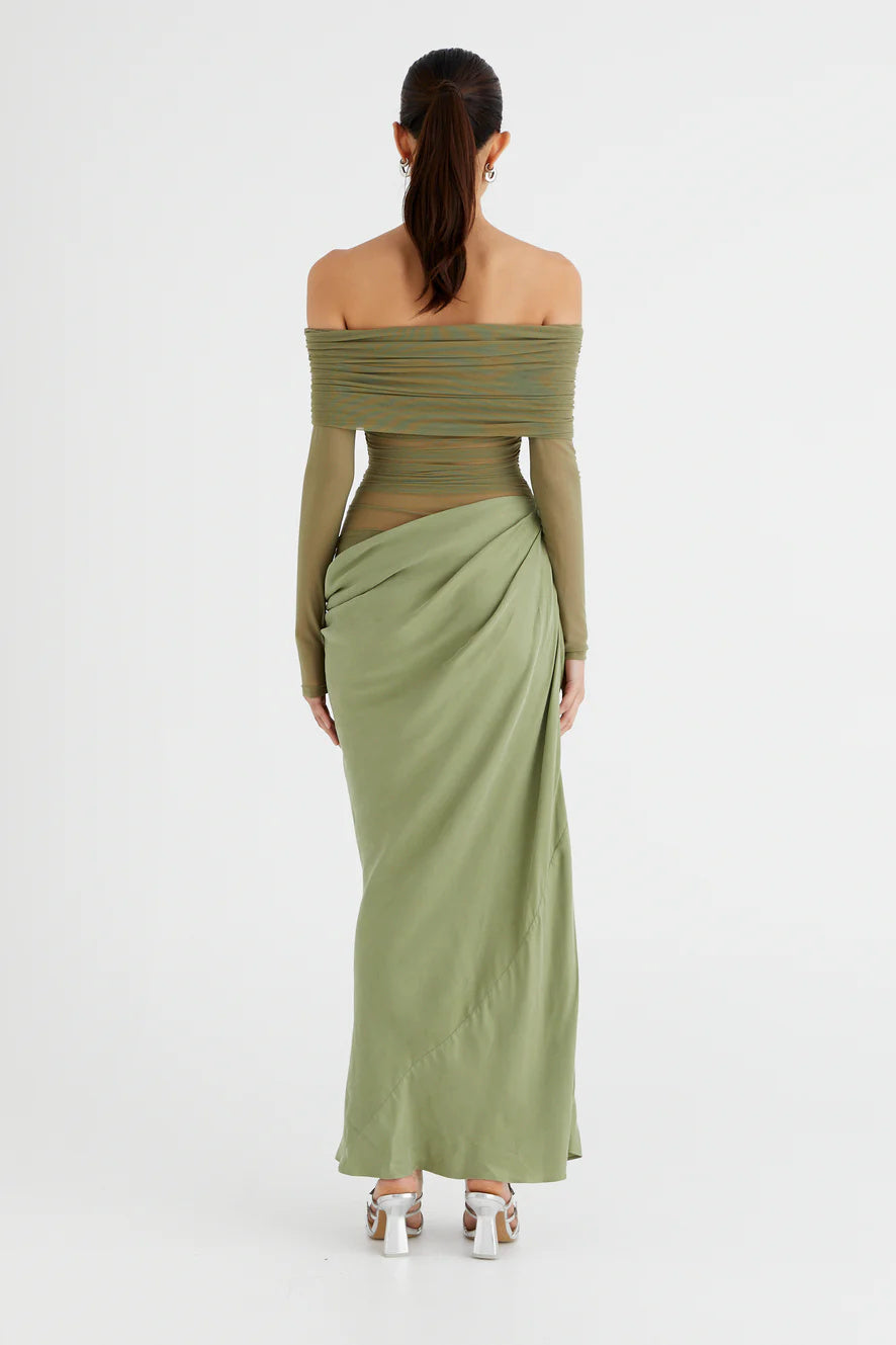 Lillian Off Shoulder Sheer Maxi Mesh Dress - View 10