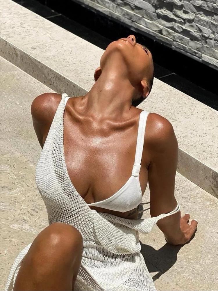 Backless Slit Crochet Maxi Dress - View 4