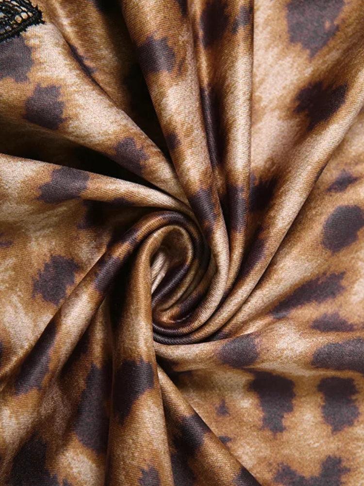 Baddie Leopard Lace Mini Dress in Brown - View 7