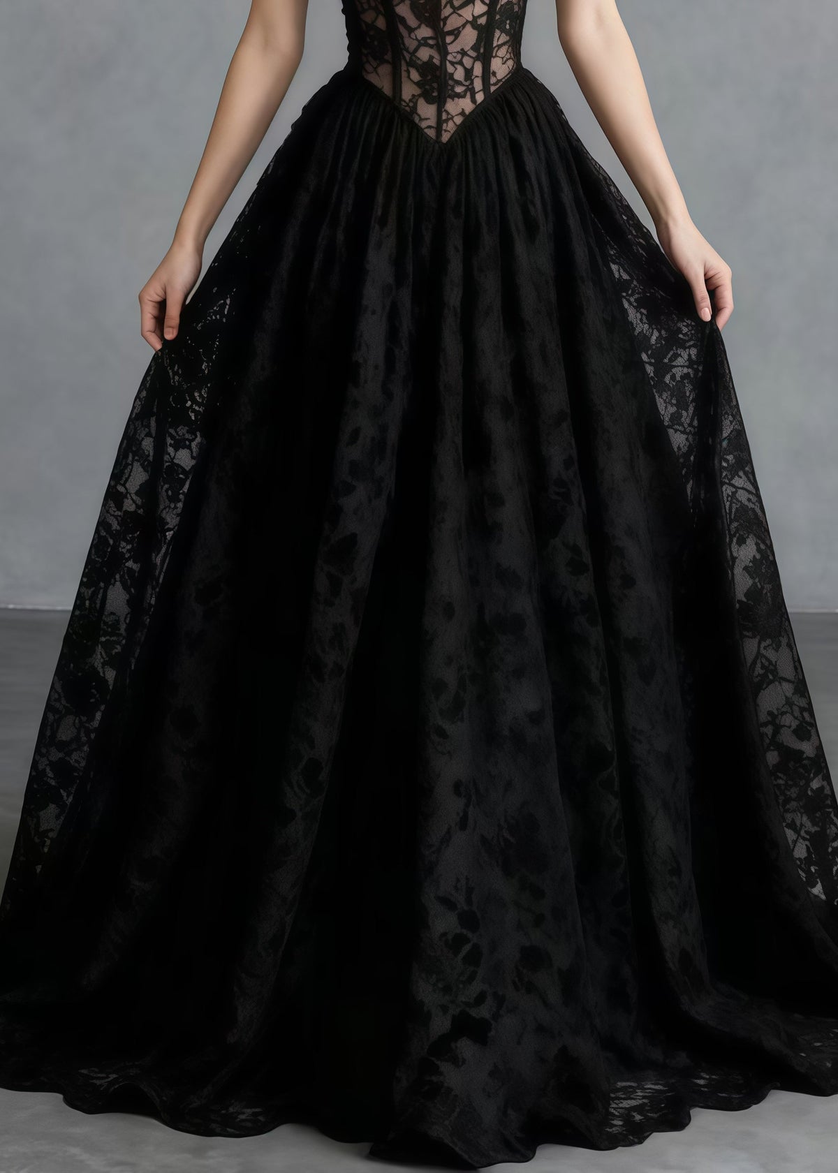 Lace Corset Bodice Spaghetti Strap Sweetheart Neck Maxi Gown - View 4