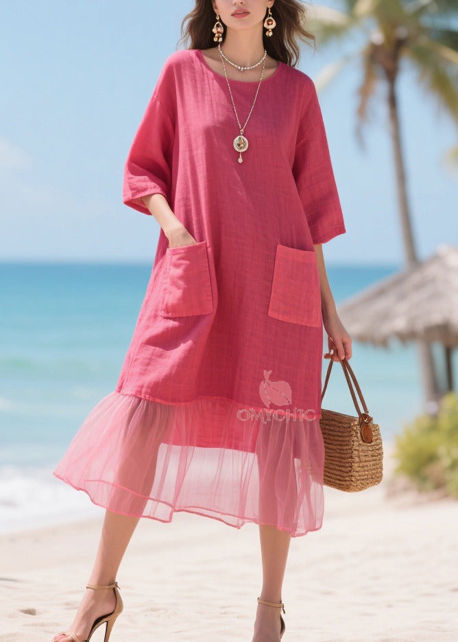 Beautiful Rose Oversized Patchwork Tulle Maxi Dresses Summer - View 3
