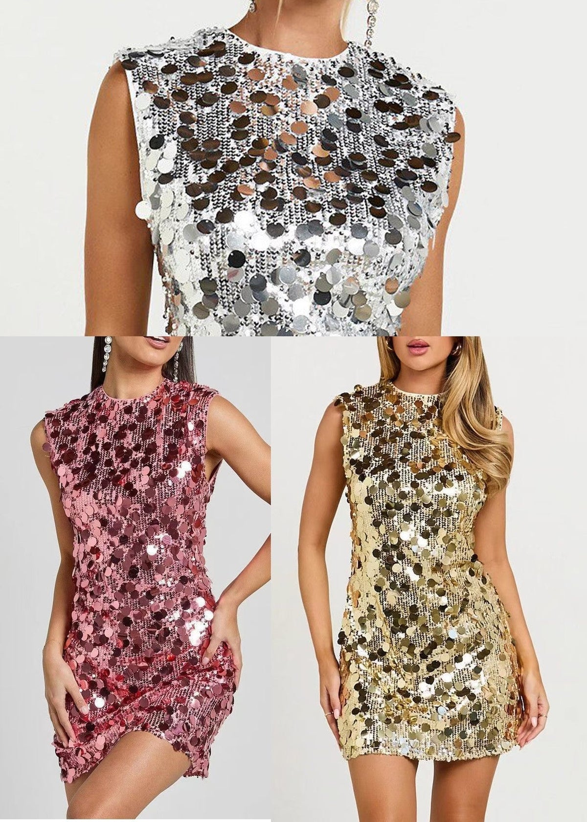 Sequin Crew Neck Sleeveless Bodycon Mini Party Dress - View 5