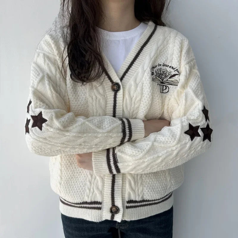 Book TTPD Embroidered V-neck Cardigan white / S