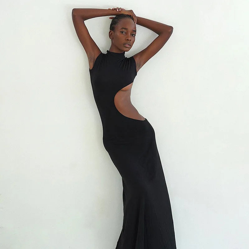 High Neck Sleeveless Cut Out Bodycon Maxi Dress - View 6
