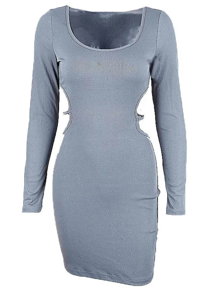 Blue Fashion Lace Up Backless V Neck Long Midi Dresses - View 3