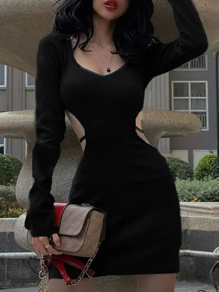 Blue Fashion Lace Up Backless V Neck Long Midi Dresses - View 6
