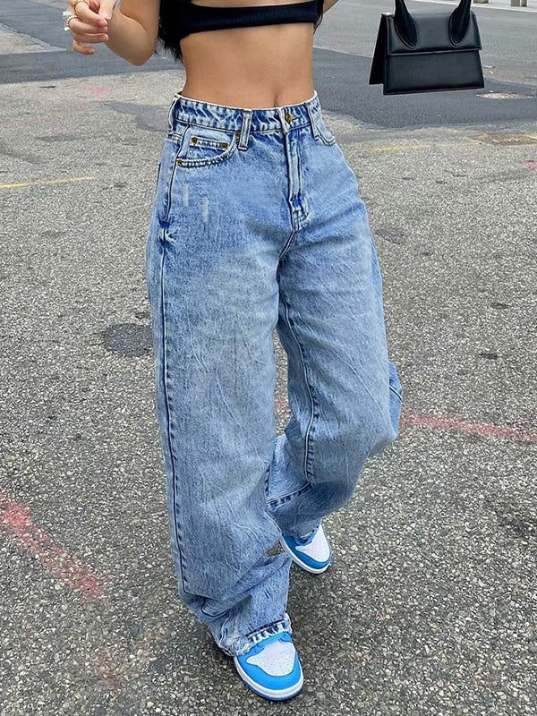 Wash Straight Leg Boyfriend Jeans