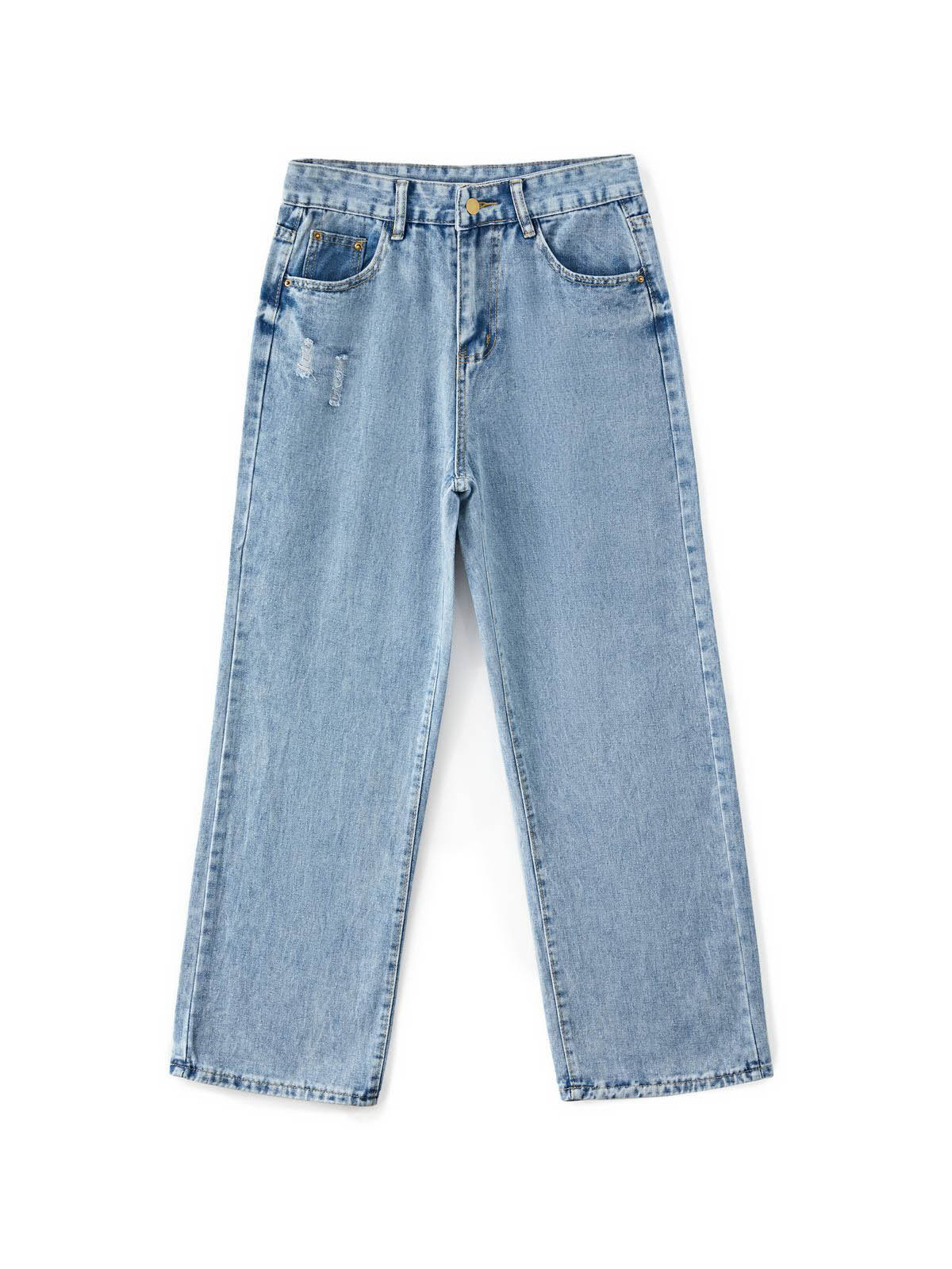 Wash Straight Leg Boyfriend Jeans