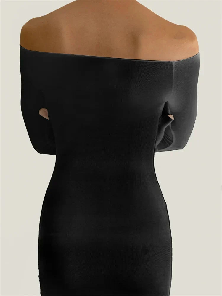 Patchwork Off-the-Shoulder Dress
